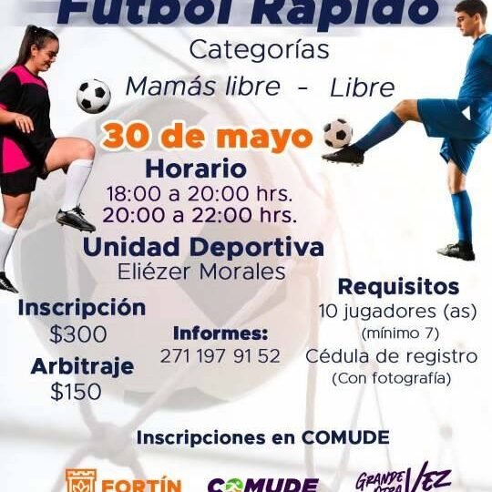 LANZAN CONVOCATORIA DE TORNEO DE FÚTBOL RÁPIDO EN CATEGORÍA LIBRE Y “MAMÁS LIBRE”