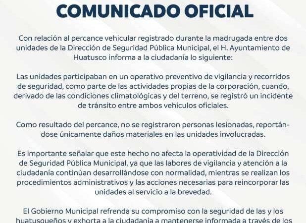 CHOCAN PATRULLAS DE LA POLICÍA MUNICIPAL DE HUATUSCO