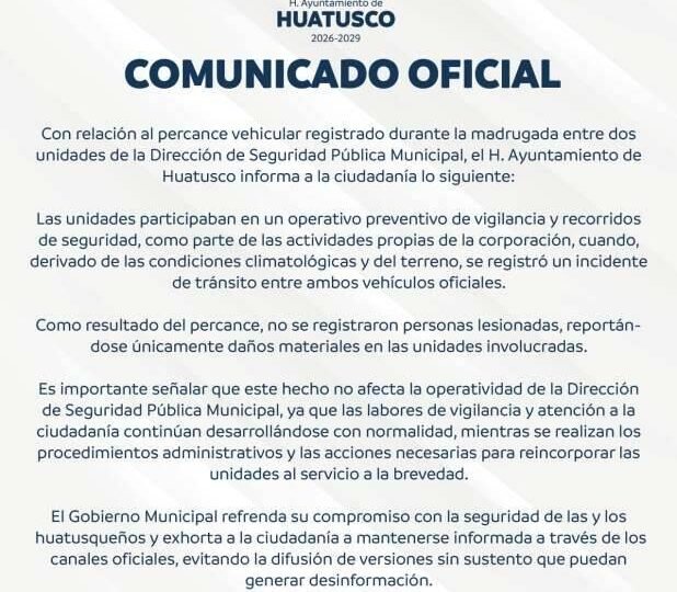 CHOCAN PATRULLAS DE LA POLICÍA MUNICIPAL DE HUATUSCO