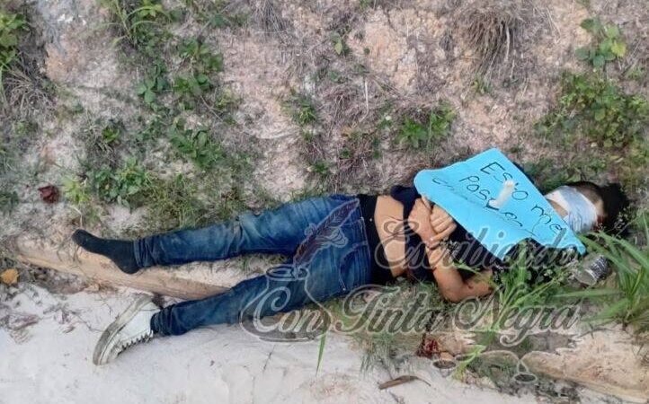 EJECUTAN A JOVEN; LE DEJAN NARCO MENSAJE