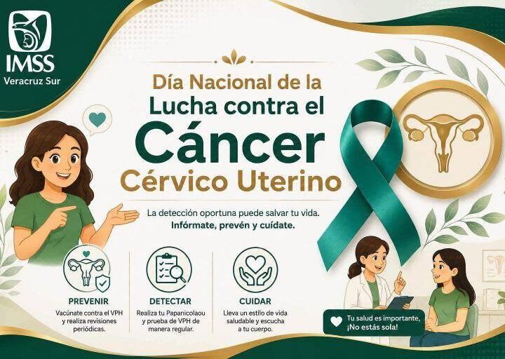LLAMA IMSS VERACRUZ SUR A PREVENIR CÁNCER CERVICOUTERINO CON VACUNACIÓN Y DETECCIÓN OPORTUNA
