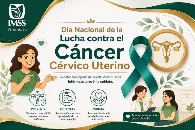 LLAMA IMSS VERACRUZ SUR A PREVENIR CÁNCER CERVICOUTERINO CON VACUNACIÓN Y DETECCIÓN OPORTUNA