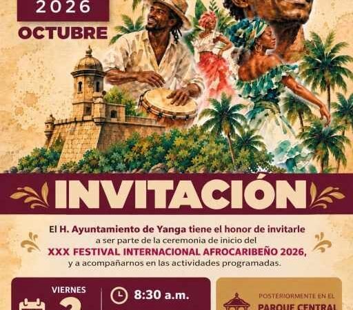 ANUNCIAN ACTIVIDADES CULTURALES EN YANGA POR INICIO DEL FESTIVAL AFROCARIBEÑO