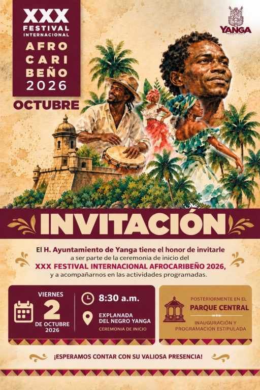 ANUNCIAN ACTIVIDADES CULTURALES EN YANGA POR INICIO DEL FESTIVAL AFROCARIBEÑO