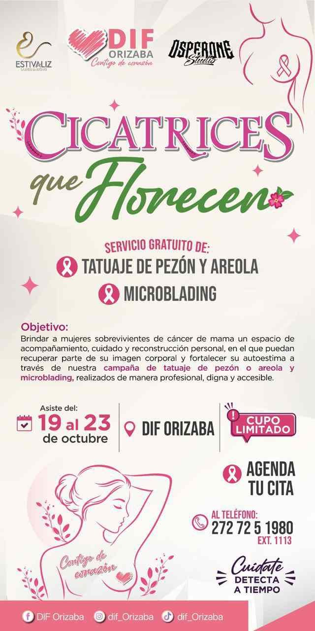 DIF ORIZABA INICIA CAMPAÑA GRATUITA DE TATUAJE RECONSTRUCTIVO Y MICROPIGMENTACIÓN PARA SOBREVIVIENTES DE CÁNCER DE MAMA